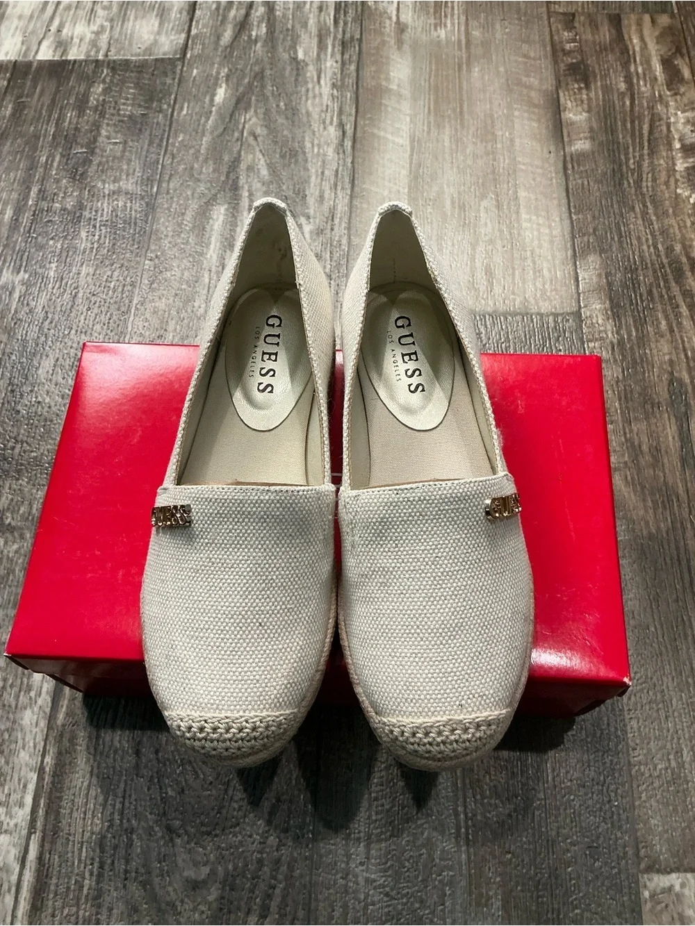 GUESS Women's Cream Espadrille Loafer Size 5